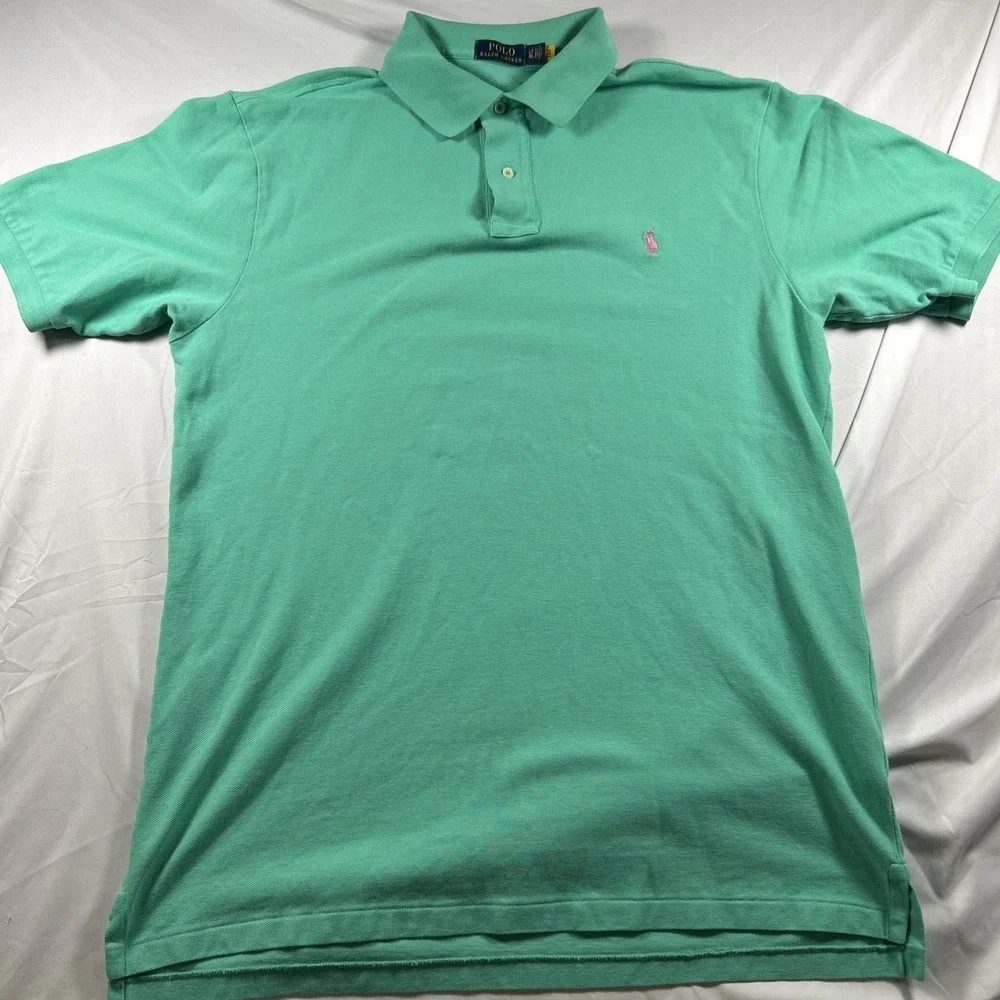 Polo Ralph Lauren Mens LT Green Classic Fit Short Sleeve Pique Polo Shirt